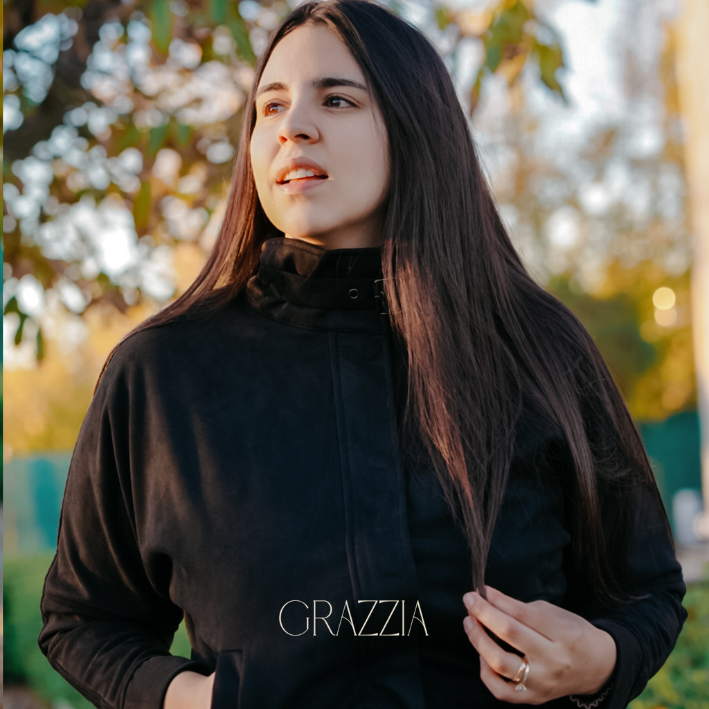 Chaqueta Aviador Efecto Gamuza - Negro